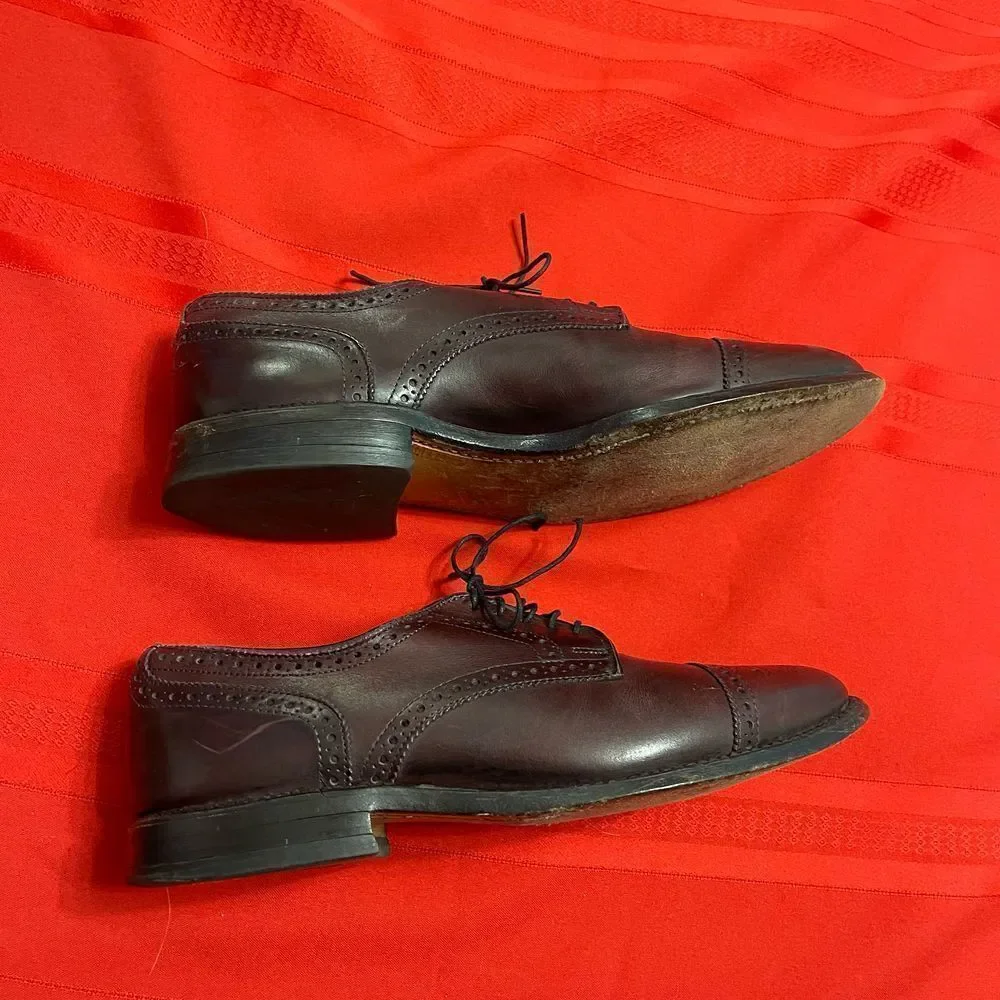 Allen Edmonds Sanford Brown Cap Toe Brown Oxford Shoes Size 8 D